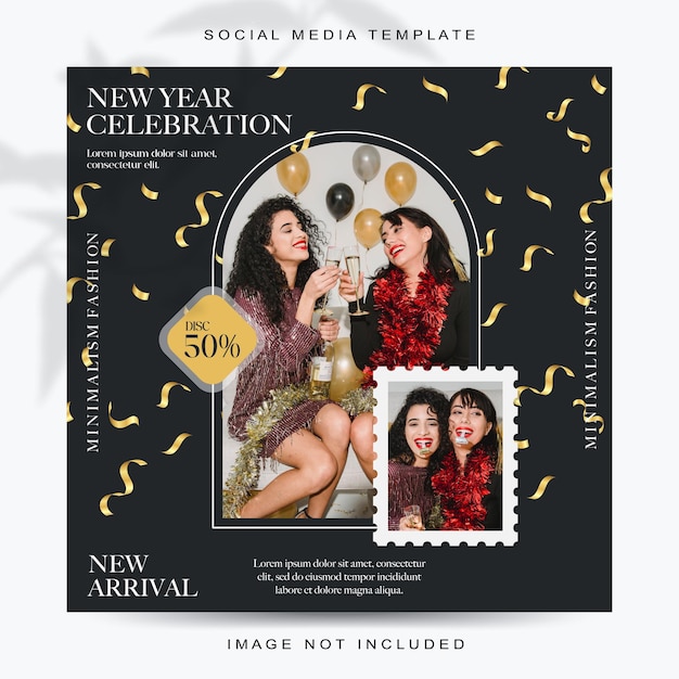 New year concept social media post templatexA