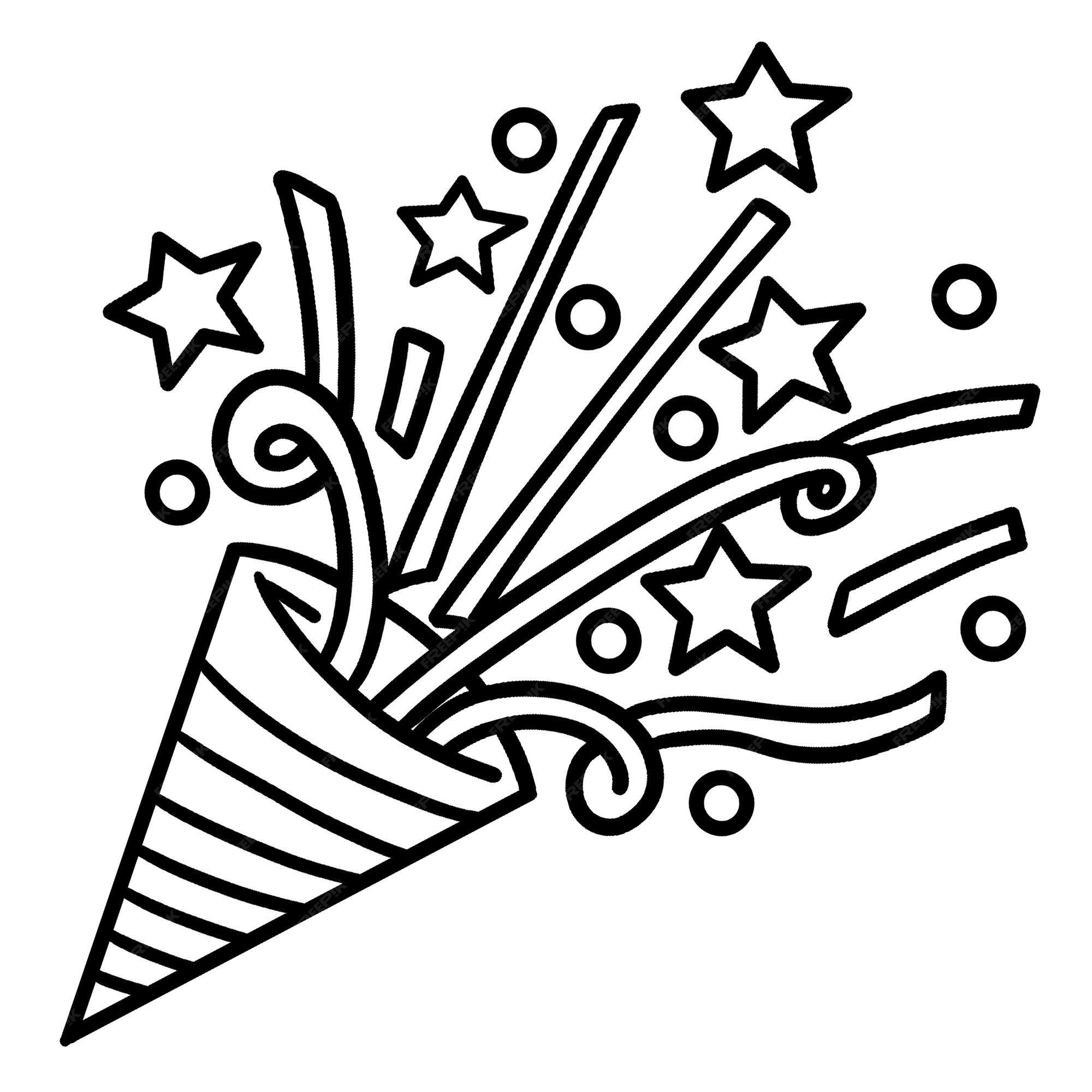 confetti clip art black and white