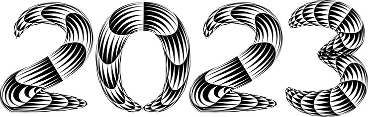 Vector new year decorative brush numbers art lettering