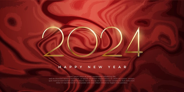 Vector new year design 2024 with shiny thin golden numerals red background with glow premium vector design for greeting and celebration of happy new year 2024