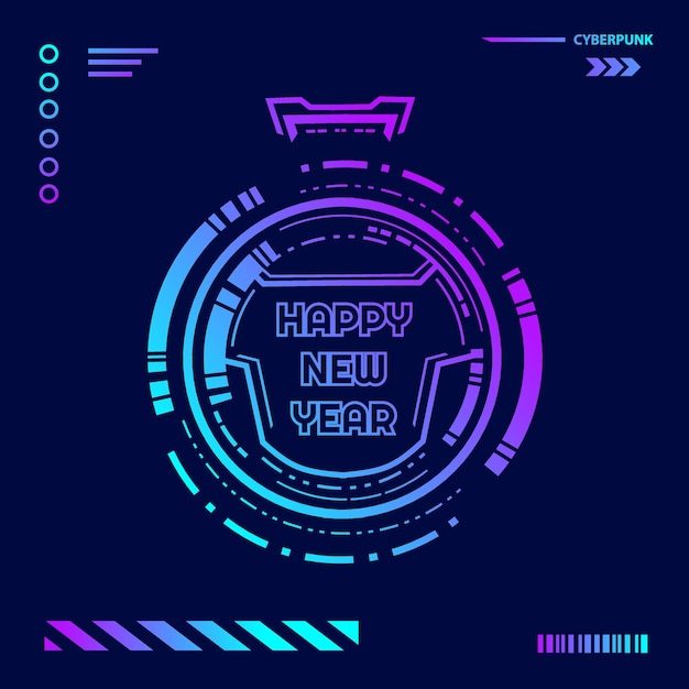 New year design with cyberpunk background vector illustration.