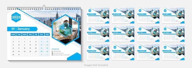 New year Desk Calendar 2023 template 12 months included, Happy New Year 2023 Desk Calendar,