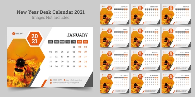 New year desk calendar template