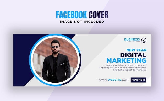 new year digital business Facebook cover banner design template