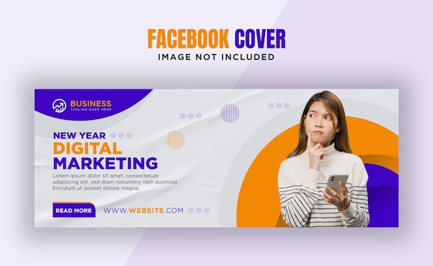 Vettore design del banner di copertina di facebook di marketing digitale di capodanno