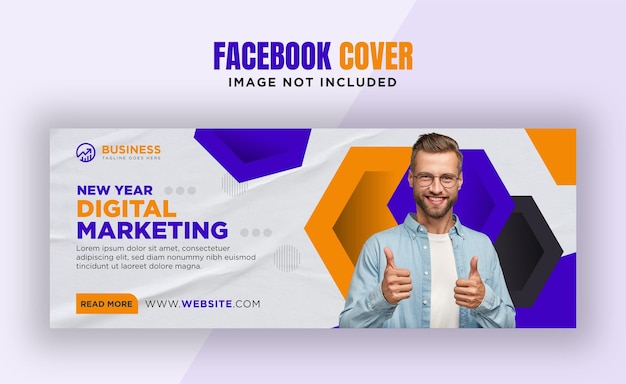 Vettore design del banner di copertina di facebook di marketing digitale di capodanno