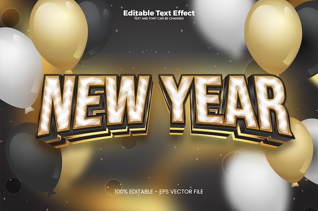 Vector new year editable text effect in modern trend style