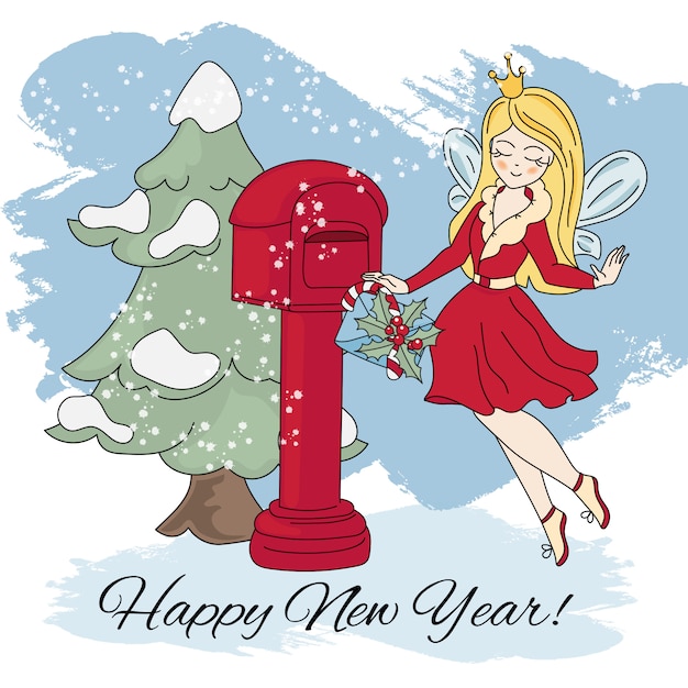 New year fairy merry christmas vector illustration