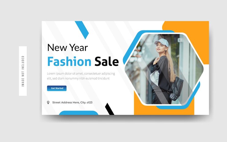 New year fashion sale YouTube thumbnail banner template design premium vector