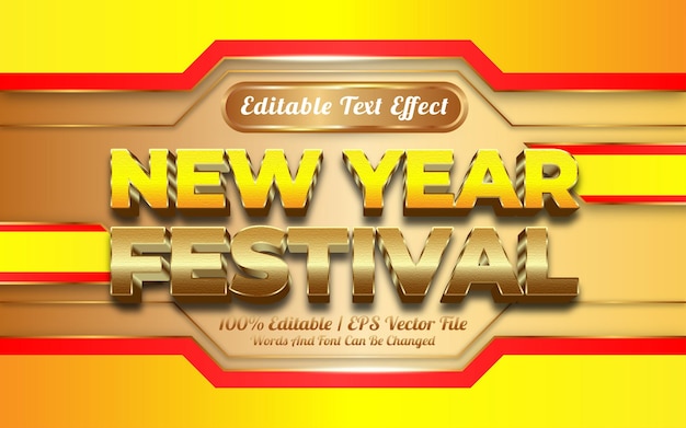 Effetto di testo del festival di capodanno in stile dorato