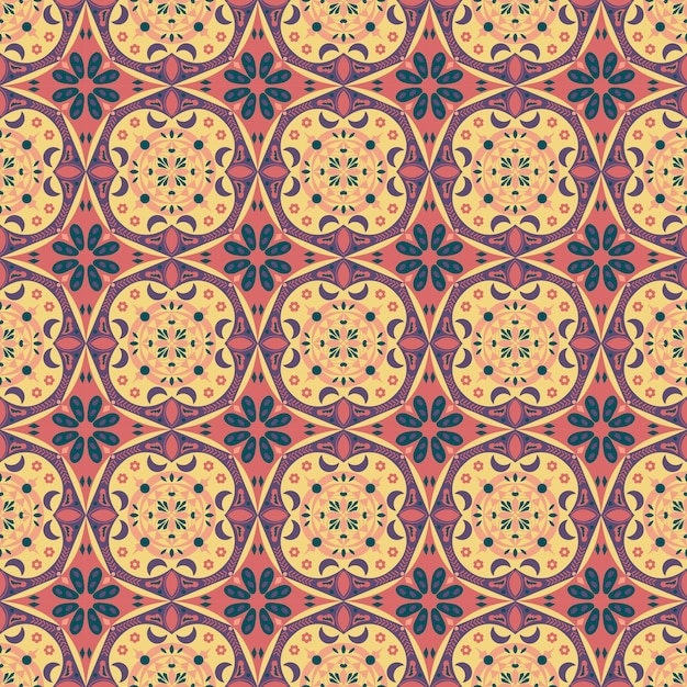 New Year Floral Seamless Pattern Background Garden Nature Damask Aboriginal Ornament Art