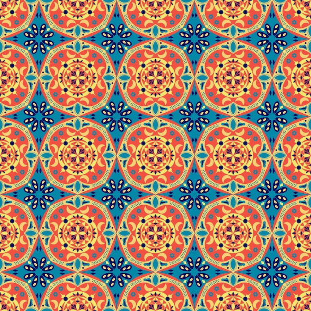 New Year Floral Seamless Pattern Background Garden Nature Damask Aboriginal Ornament Art