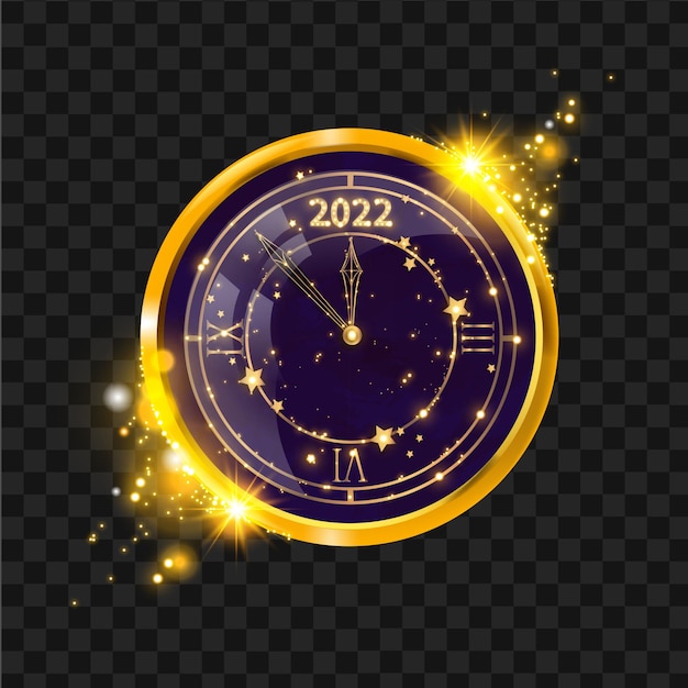 New Year gold clock vector illustration winter holiday celebration Christmas countdown concept