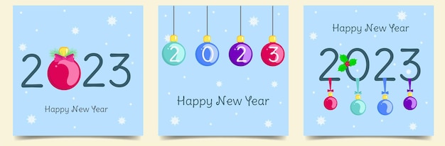 New year greeting card set.