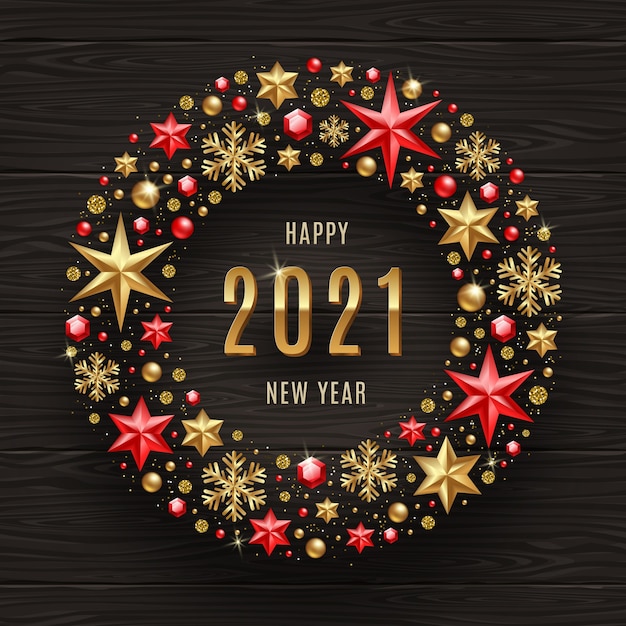 New year greeting illustration. new year greeting in christmas decor frame.