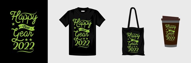 新年の手描きレタリングtシャツのデザイン。 tシャツ、マグカップ、ギフトなどの準備ができています。