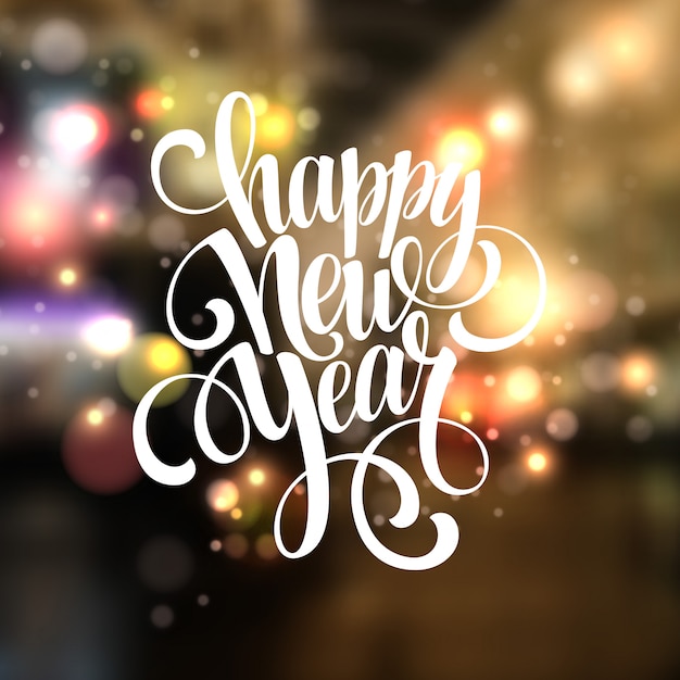 Vector new year handwritten typography, greeting card