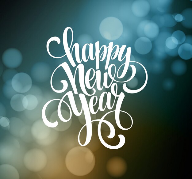 Vector new year handwritten typography, greeting card