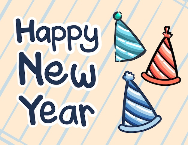 Vector new year hat party doodle cartoon vector illustration