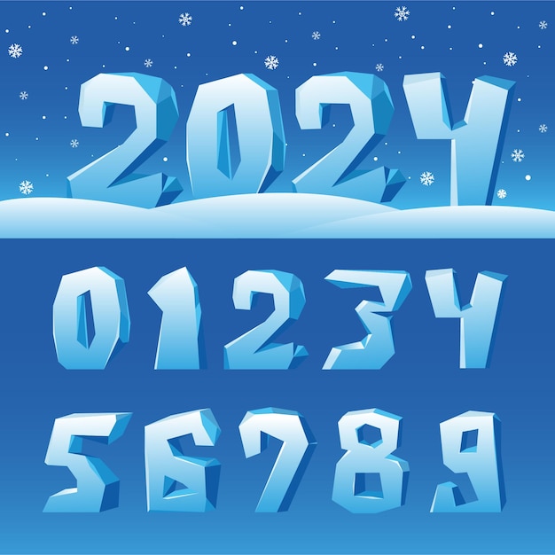 New year ice numbers for christmas cards