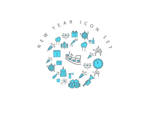 New year icon set design