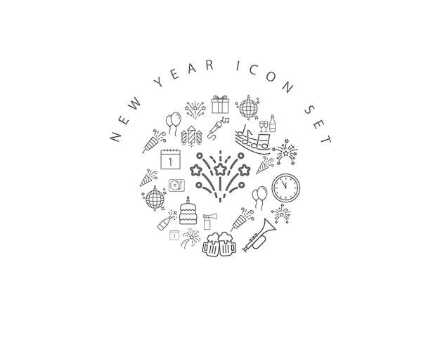 New year icon set design