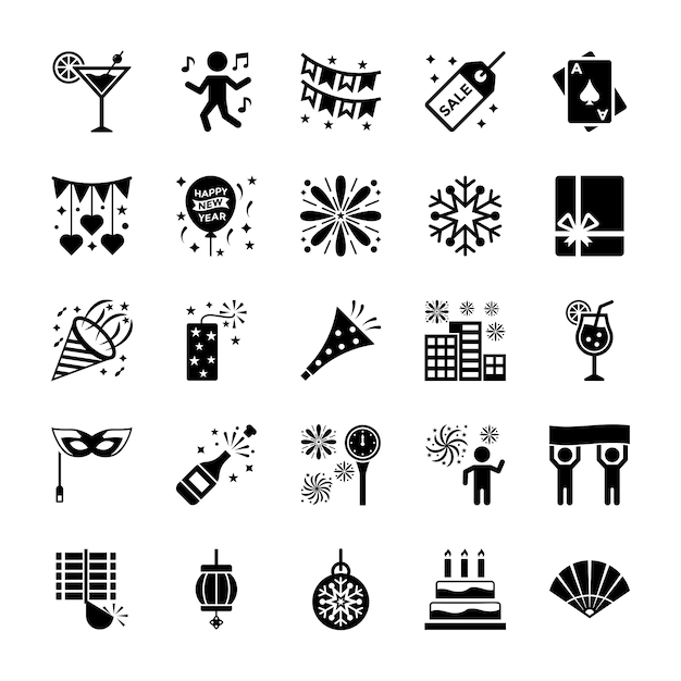 Vector new year icons set