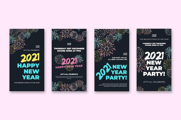 Vector new year instagram stories collection