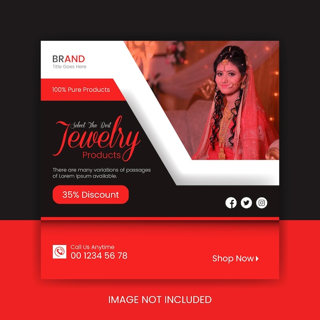 New year jewelry sale for social media Instagram post web banner template