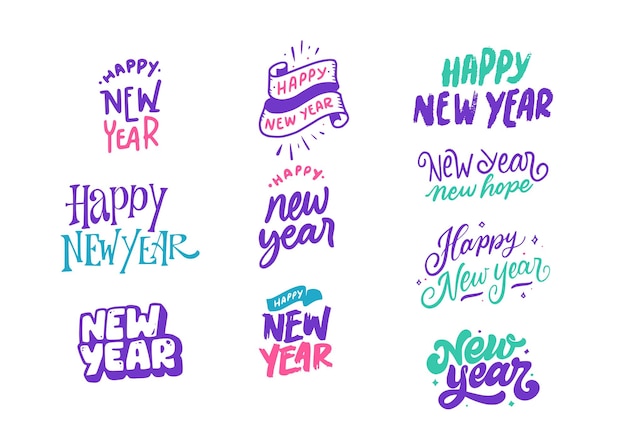 New Year Lettering Typography Sticker