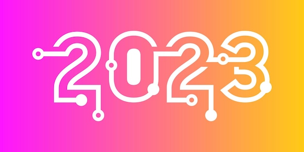 Vector new year logo 2023 with technology number theme