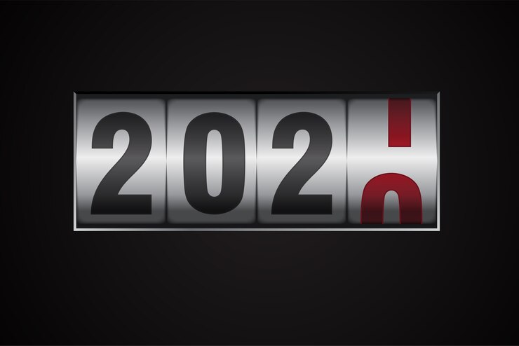 Vector new year mechanical counter switching numbers