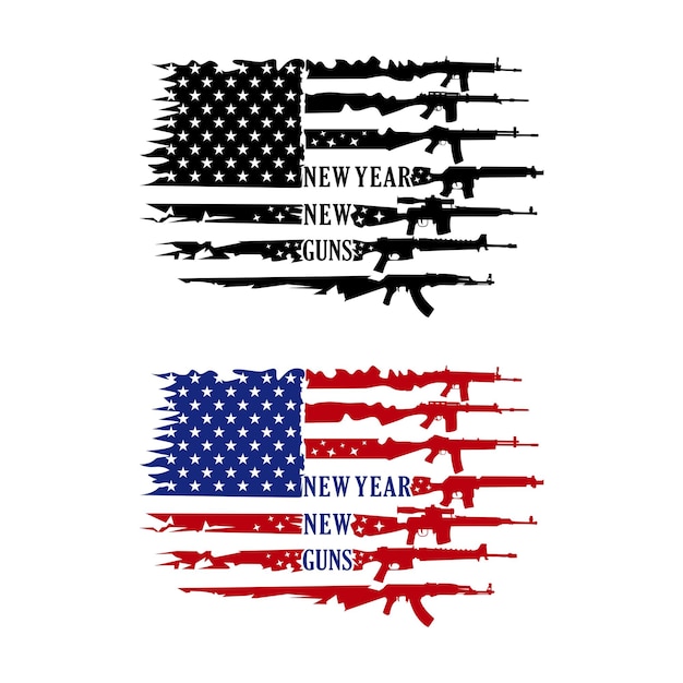 Иллюстрация дизайна оружия Нового года Иллюстрация фона дизайна Второй поправки