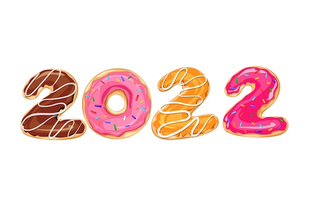 New year numbers "2022" in the form of donuts illustration