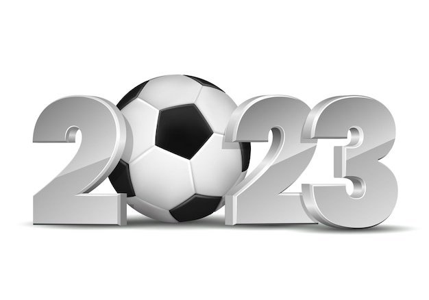 New year numbers 2023 with soccer ball creative design pattern for greeting card banner poster