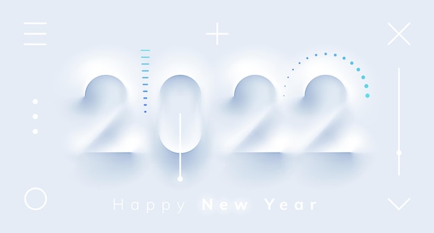 Vector new year numbers neumorphism liquid paper