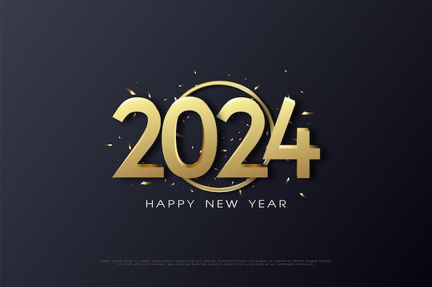 축제 글리터 스프링클과 함께 새해 숫자 새해 2024