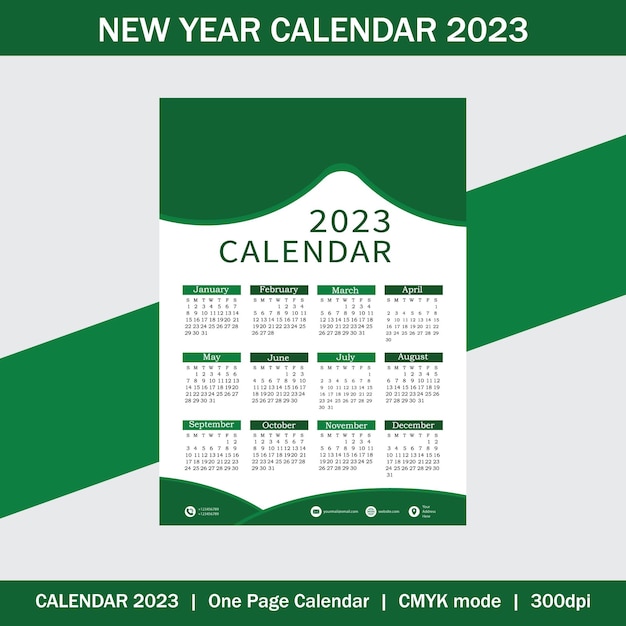Anno nuovo una pagina calendario 2023