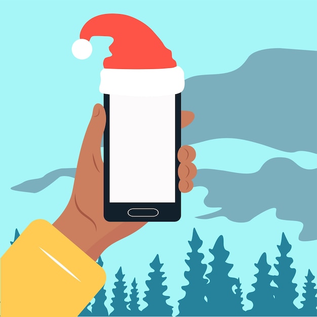 Вектор Новый год или рождество место для смартфона или планшета для текста рождественские украшения векторная иллюстрация