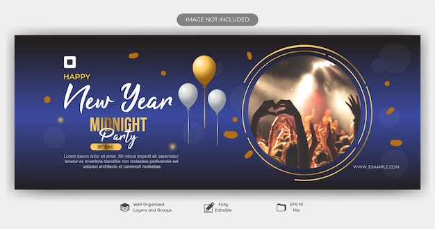 new year party banner and cover for social media