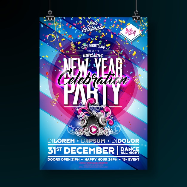 Vector new year party celebration poster template illustration