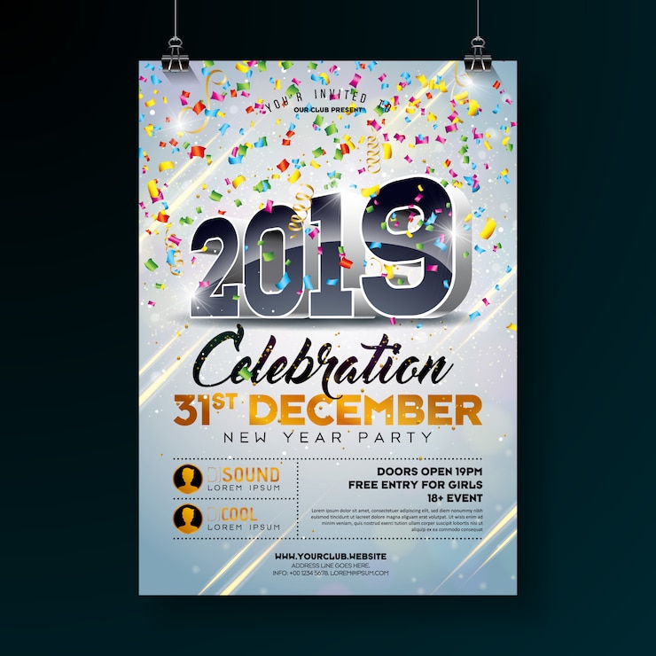 Vector new year party celebration poster template 