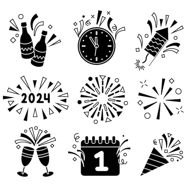 Vector new year party fill pack
