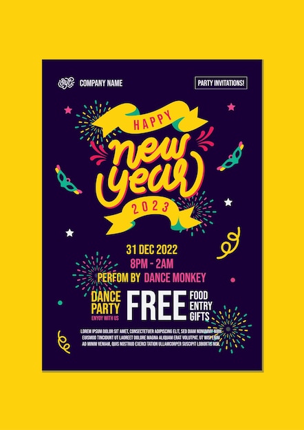 New year party invitation poster