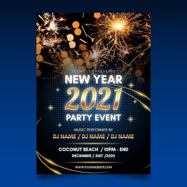 new year party poster template
