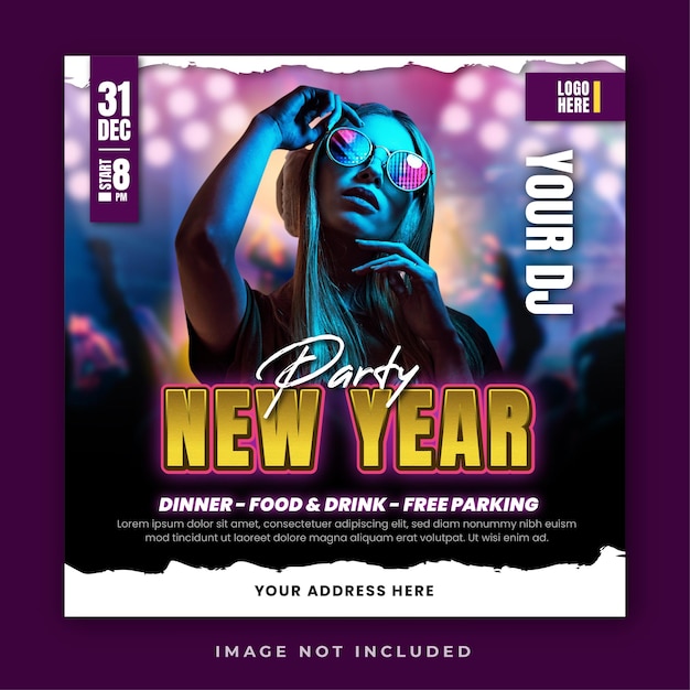 Vector new year party social media post template