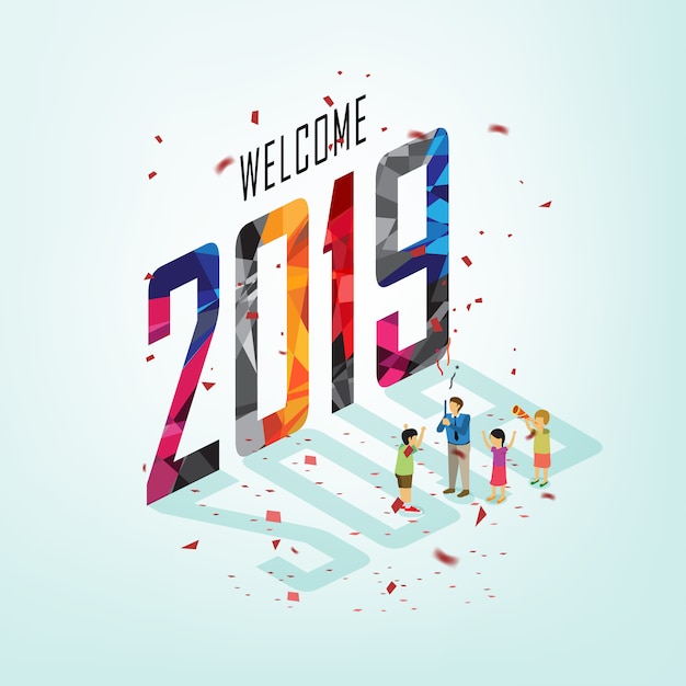 New year party with isometric concept