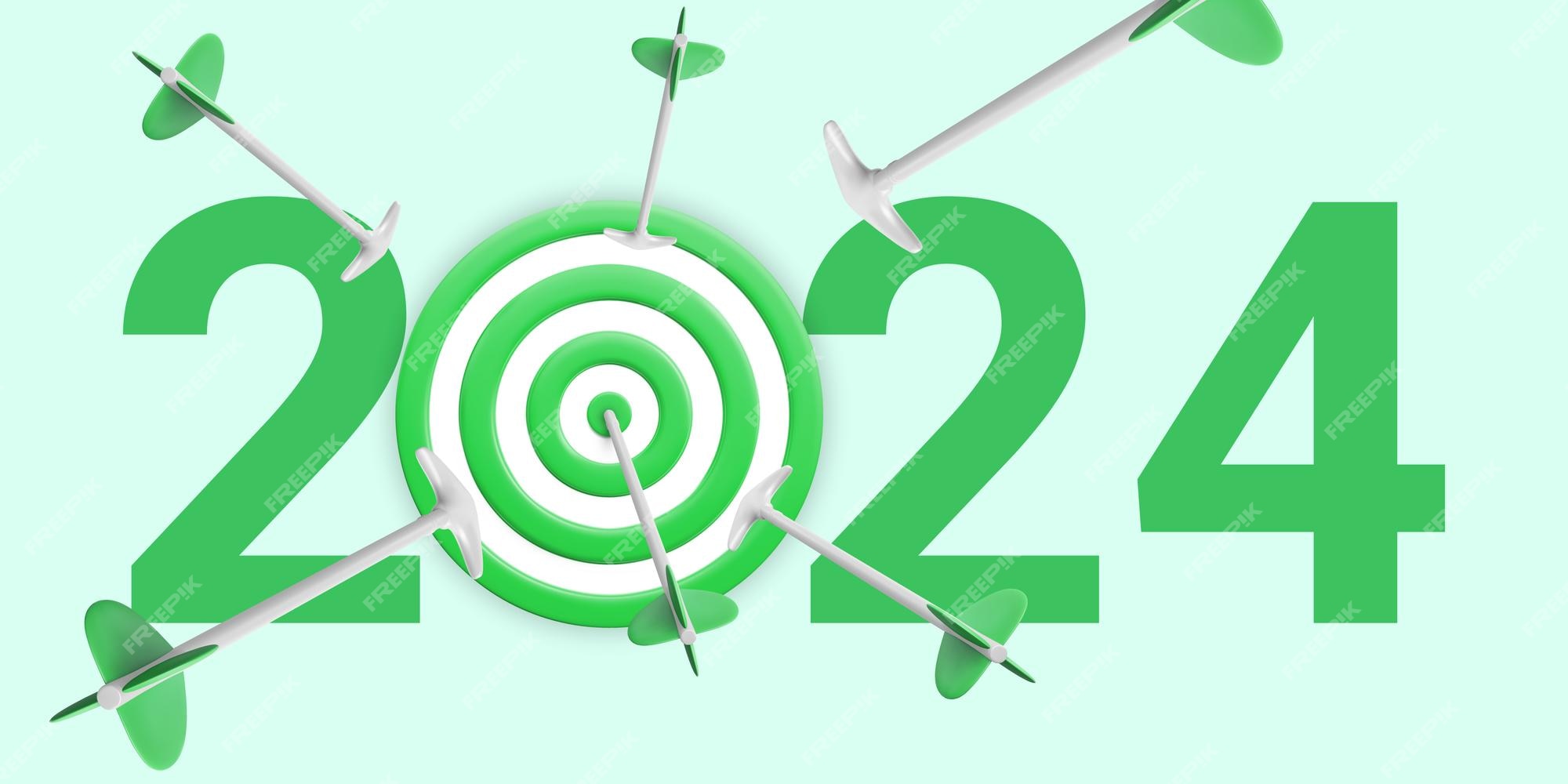 green bubble-letter 2024 New Year sign