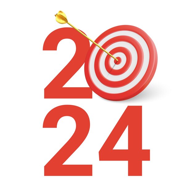 Premium Vector New year realistic target and goals with symbol of