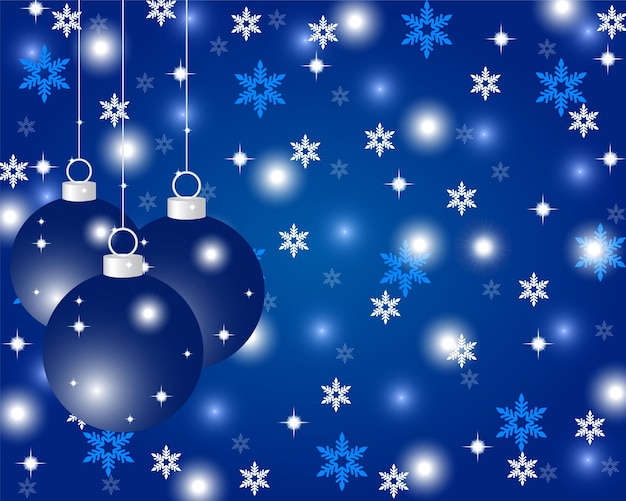 New Year's blue background with snowflakes and balls